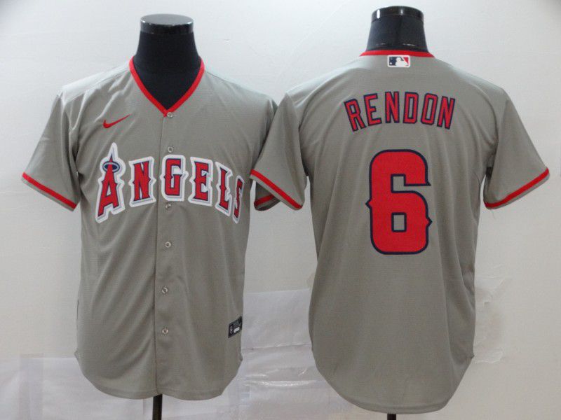 Men Los Angeles Angels #6 Rendon Grey Nike Game MLB Jerseys